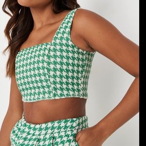 green co ord houndstooth boucle tailored bralette